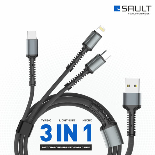 SAULT POWER CHARGING CABLE - ULTRA VOLT 3 IN 1 CABLE