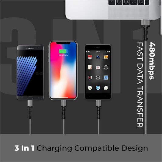 SAULT POWER CHARGING CABLE - ULTRA VOLT 3 IN 1 CABLE