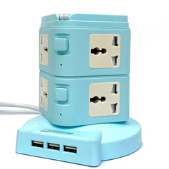 Socket Extension Board & 3 USB Port with 1.5 mtr Extension Cord for Home Appliances [250V Socket + 2.4A USB Port]