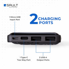 SAULT POWERSLIME - POWERBANK 10000 MAH 12.5W BLACK