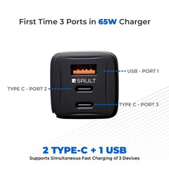 SAULT POWERCHARGE  – ADAPTOR 65W WITH 3 PORTS