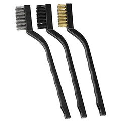 3 Pcs Mini Wire Brush With Brass, Nylon, Stainless Steel Bristles [Pack Of 1 Contains 3 Pieces Of Brush]